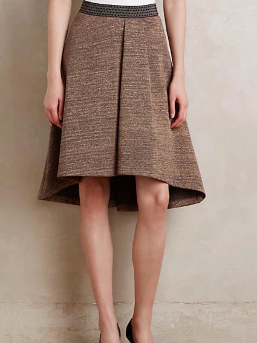 Anthropology HD in Paris High-Low A-Line Brown Metallic Skirt